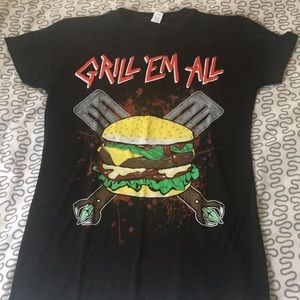 Grill em all Metallica burger tshirt